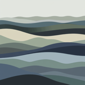 Minimalist Abstract Nature Mountains Earthy Green Blue Tones