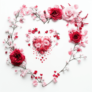 Heart Shaped Pink and Red Floral Boho Valentine Wreath