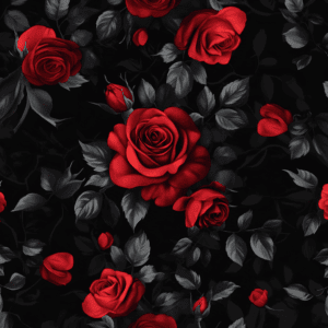 Dark Fantasy Rose Design Red Blooms Dark Foliage Gothic