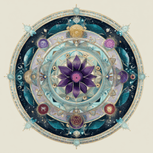 Mandala with Purple Flower Cosmic Energy Art
